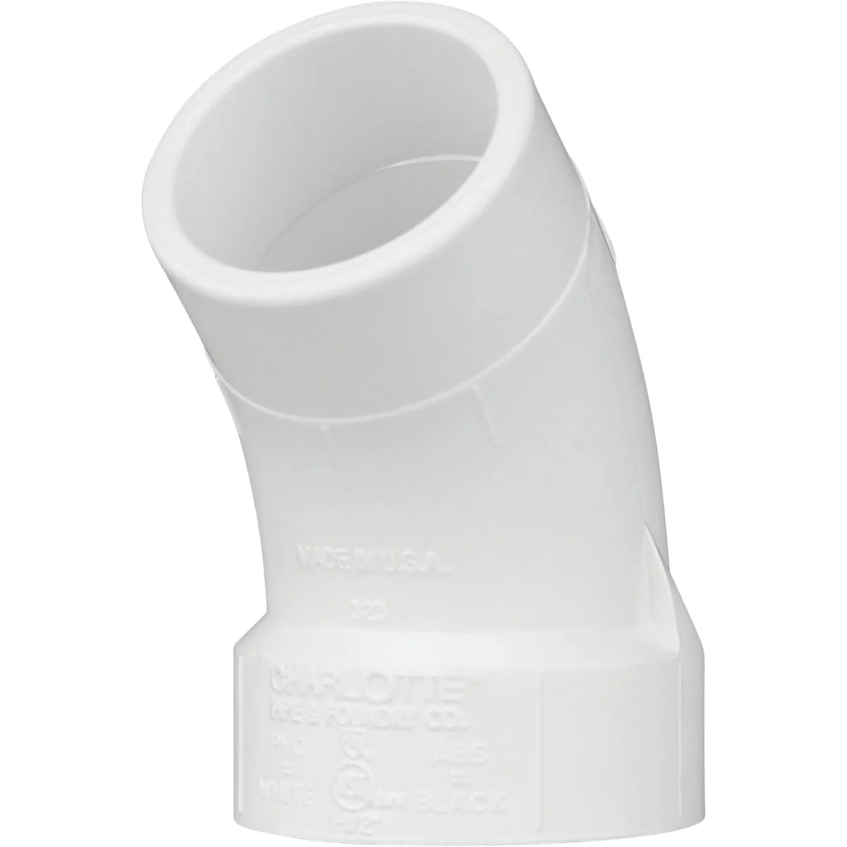 Original Charlotte Pipe 1-1 2 In. Schedule 40 45 Deg. DWV PVC Street Elbow 1 8 Bend Relaxed