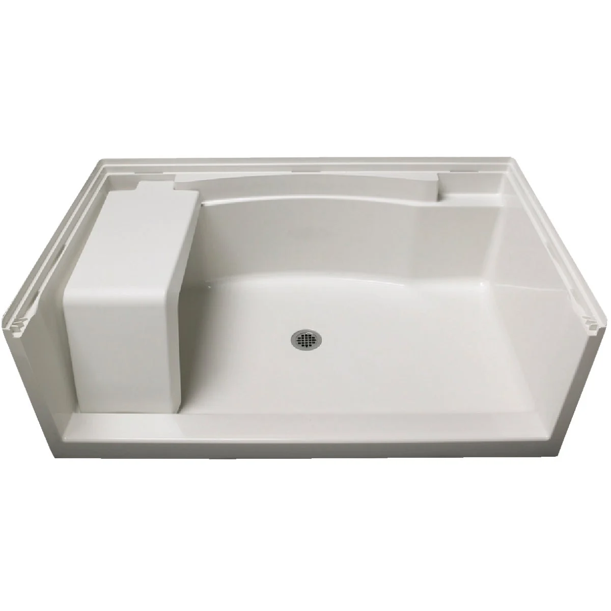 Responsible Sterling Accord 60 In. W x 36 In. D Center Drain Seated Shower Floor Base in White High-Quality