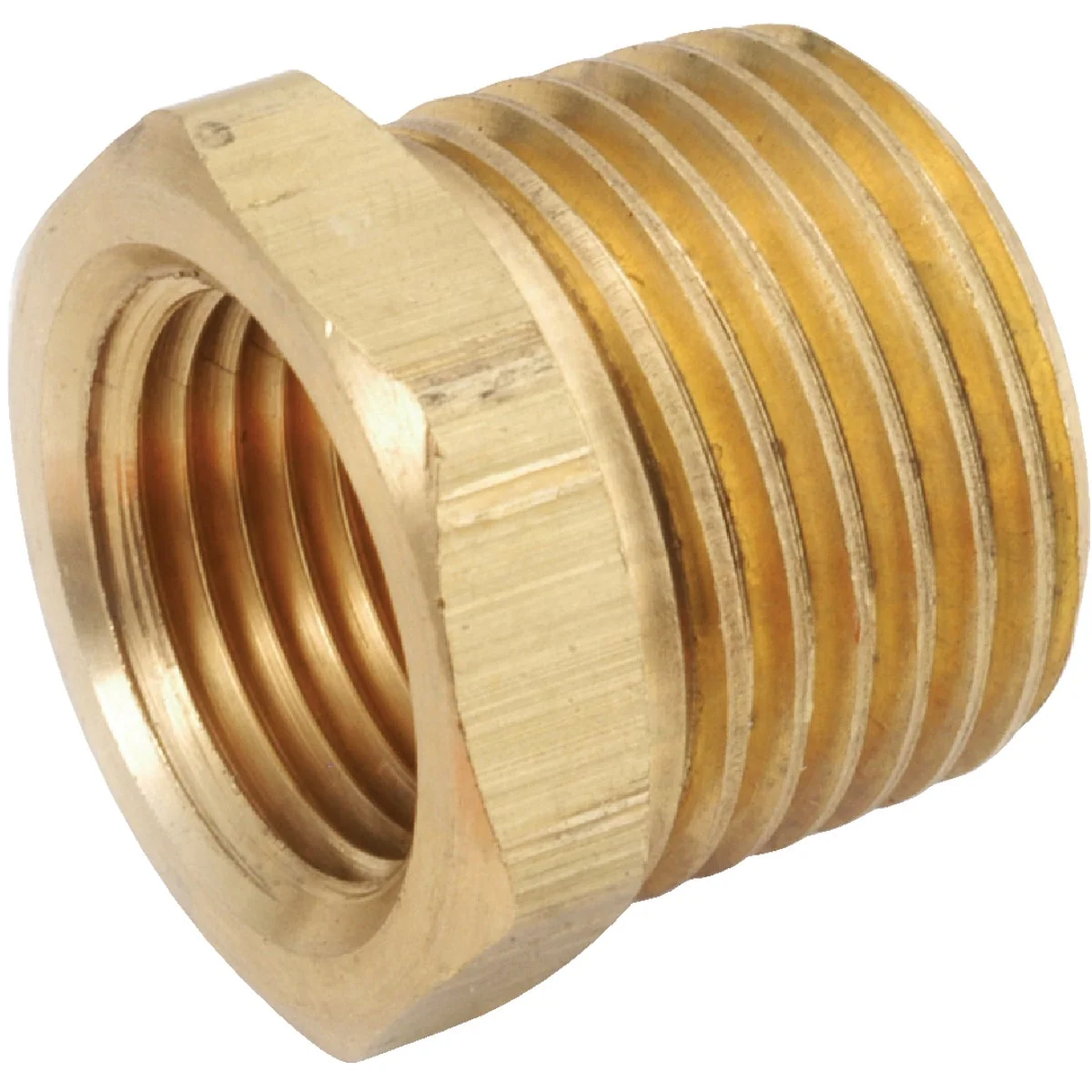 Crafted Anderson Metals 3 8 In. MPT x 1 4 In. FPT Yellow Brass Hex Reducing Bushing Minimalist