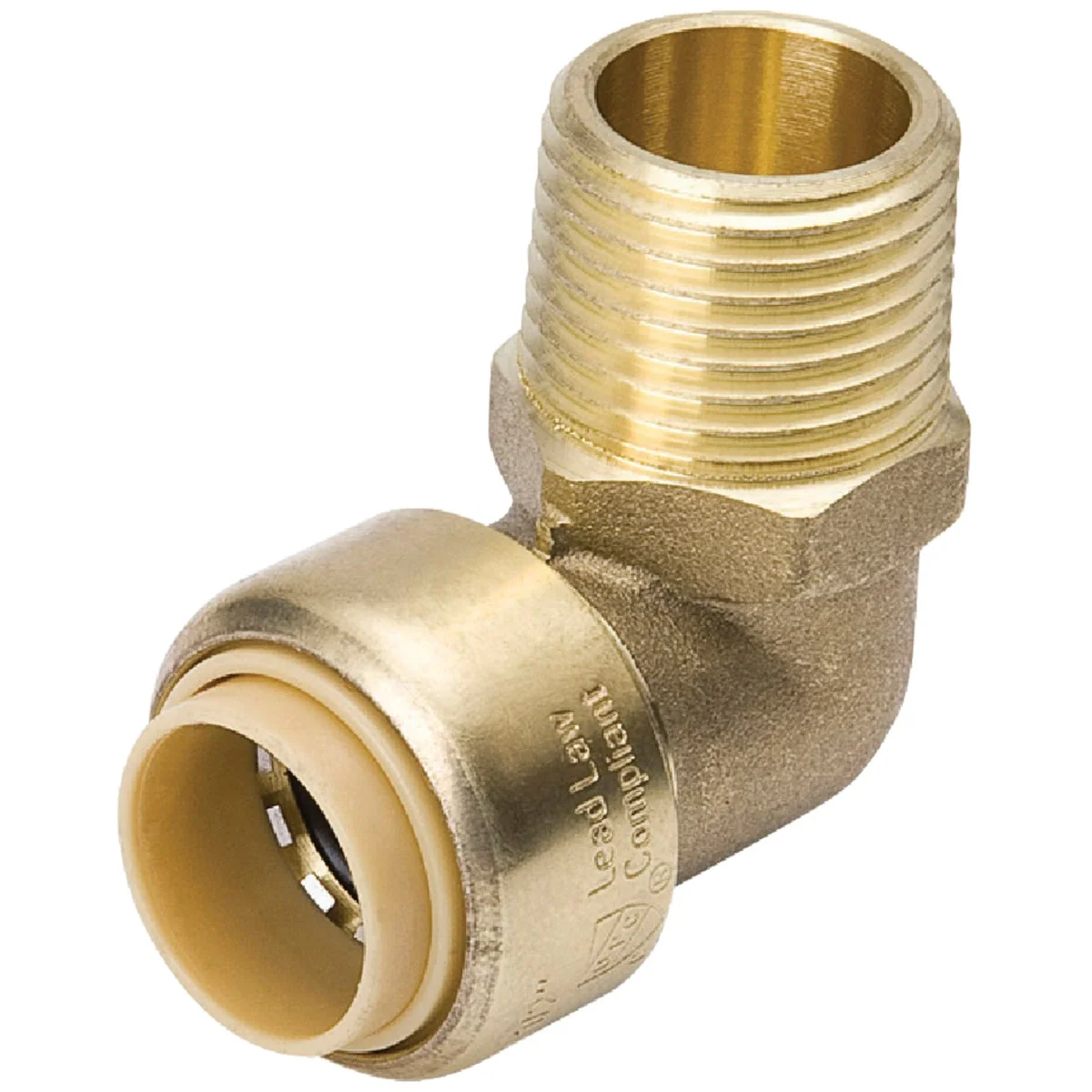 Sophisticated ProLine 1 2 In. PF x 1 2 In. MPT 90 Deg. Push Fit Brass Elbow 1 4 Bend Luxury