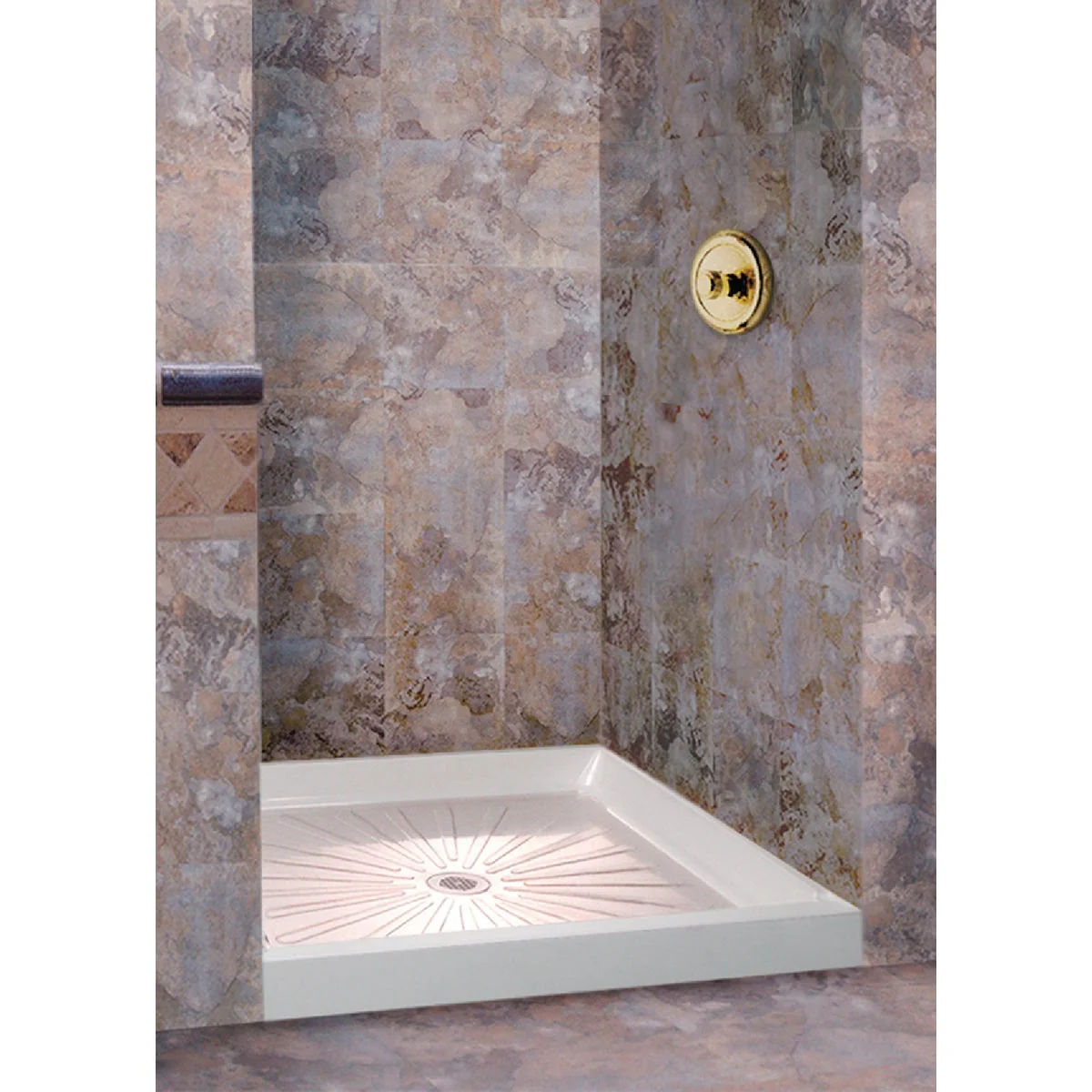 Fine Mustee Durabase 32 In. W x 32 In. D Center Drain Shower Floor Base in White Excellent