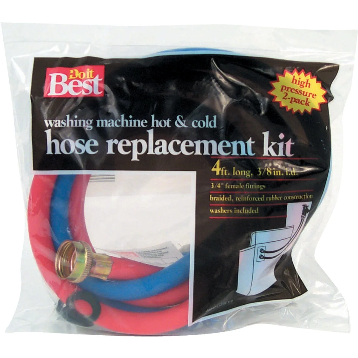 High-Grade Do it 3 8 In. x 4 Ft. ReReinforced EPDM Rubber Washing Machine Hose 2-Pack Elite