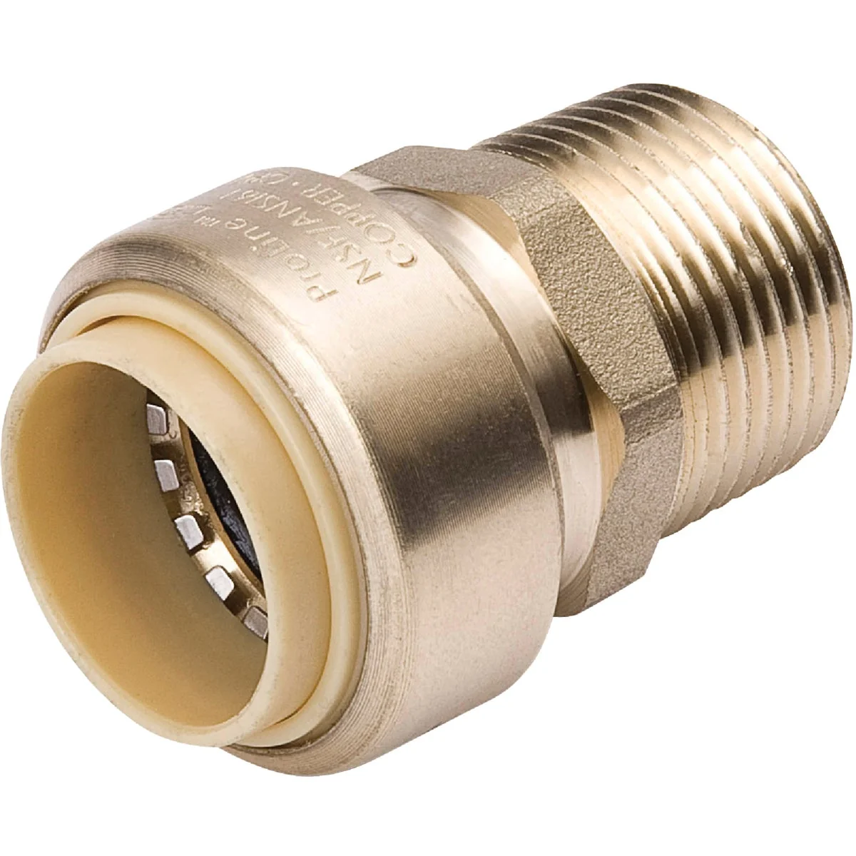 Smooth ProLine 1 In. x 1 In. MPT Brass Push Fit Adapter Pure