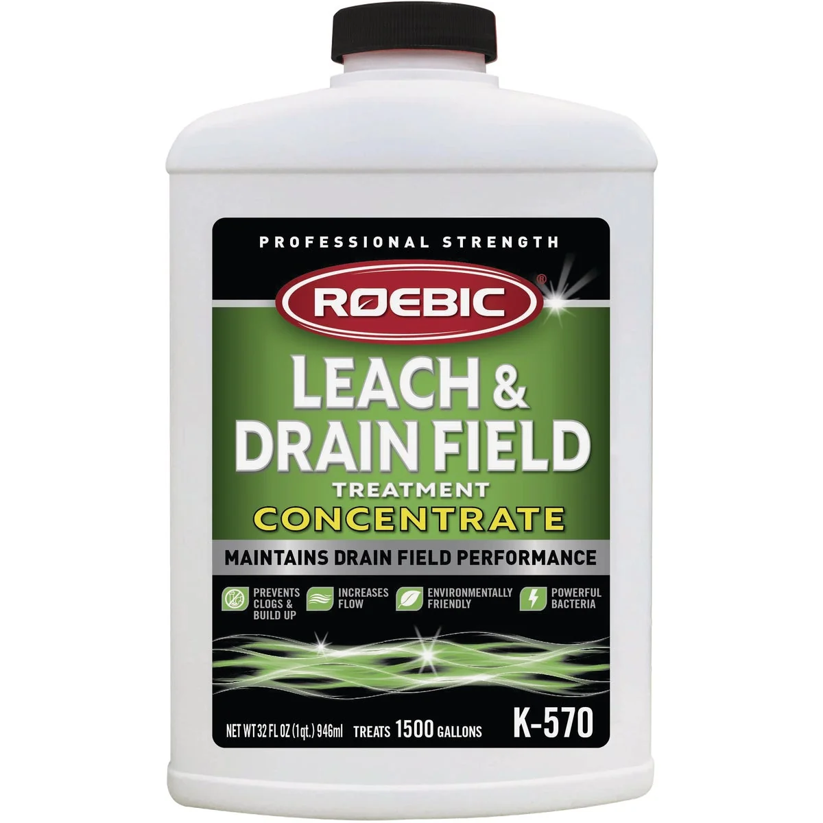 Environmentally Friendly Roebic K-570 1 Qt. Concentrate Septic Tank Treatment Leach and Drainfield Cleaner Fine
