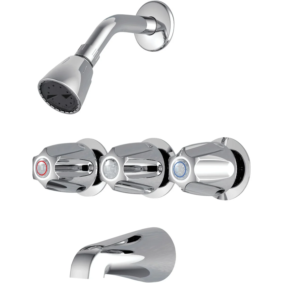Trusted Home Impressions Chrome 3-Handle Metal Knob Tub Shower Faucet Prestigious