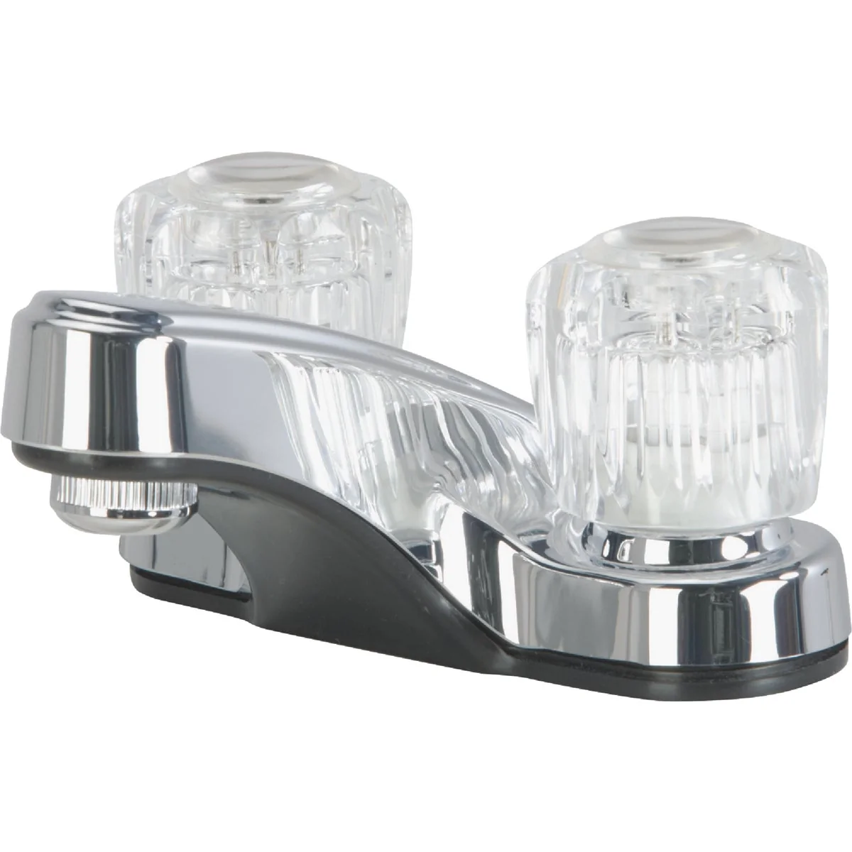 Versatile Home Impressions Chrome 2-Handle Knob 4 In. Centerset Non-Metallic Bathroom Faucet Eco-Friendly