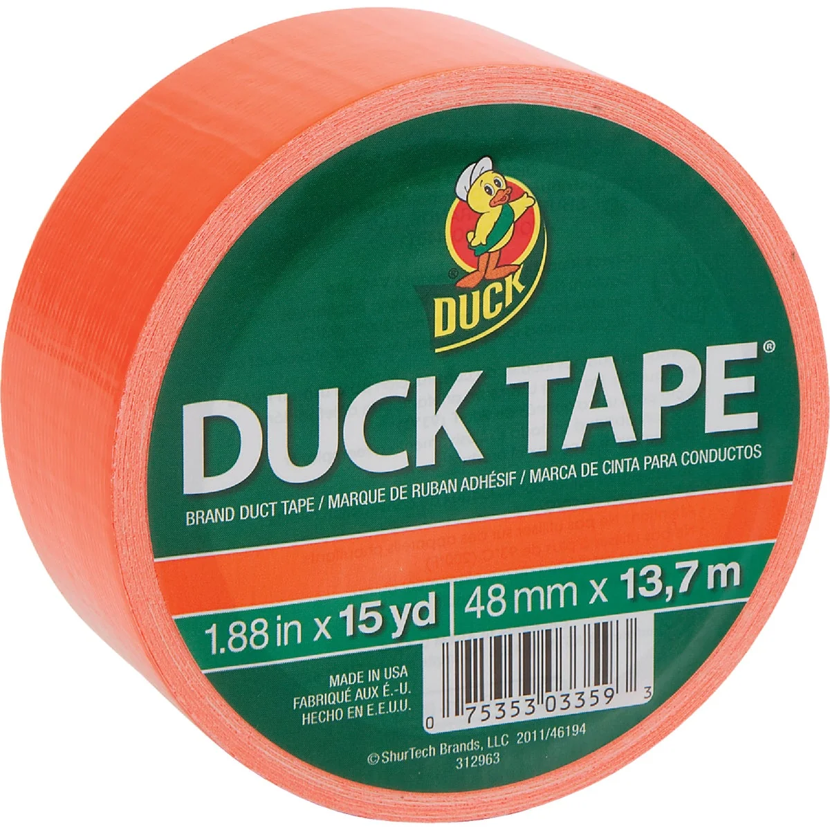 Safe Duck Tape 1.88 In. x 15 Yd. Colored Duct Tape Neon Orange Optimized