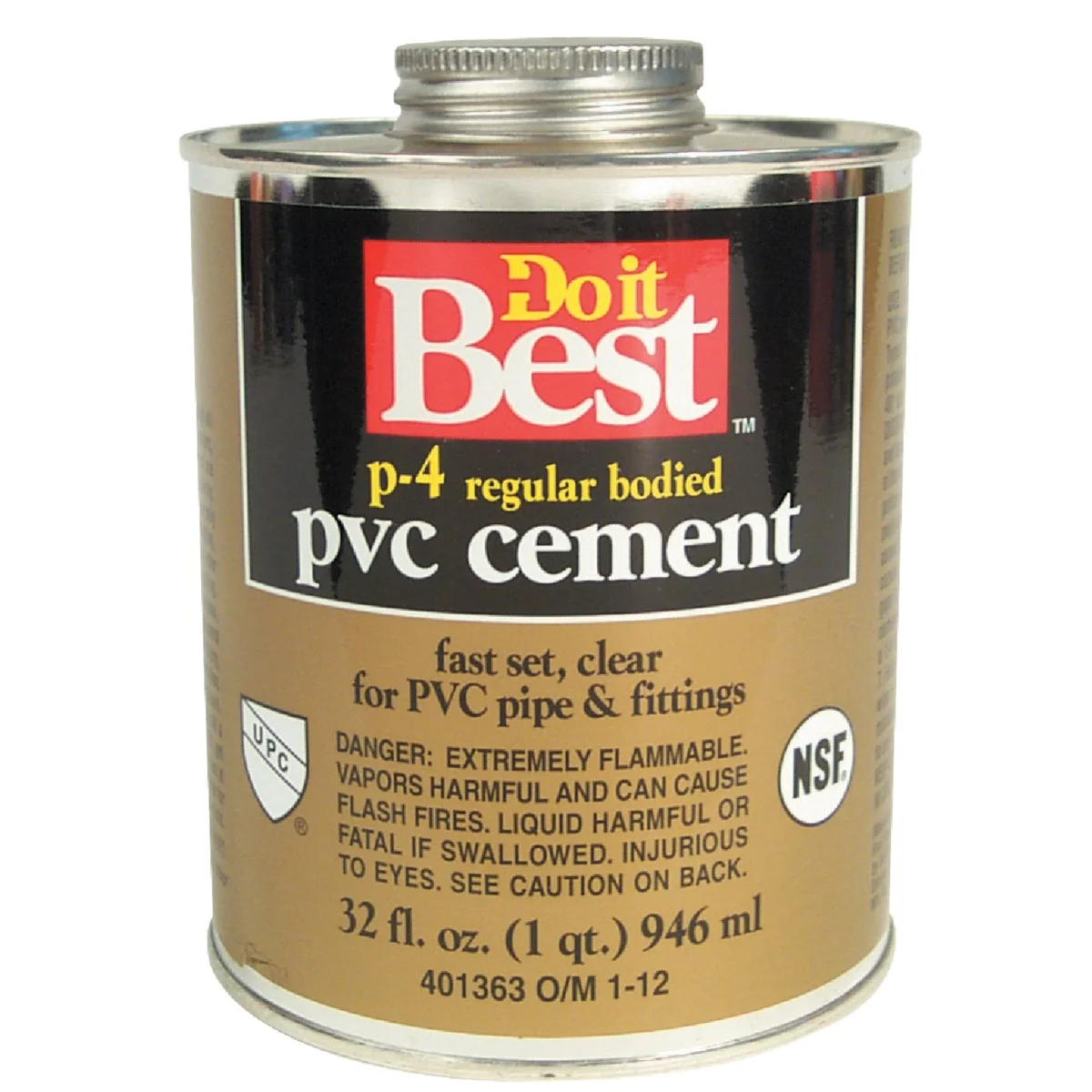 Certified Do it 32 Oz. Regular Bodied Clear PVC Cement Reusable