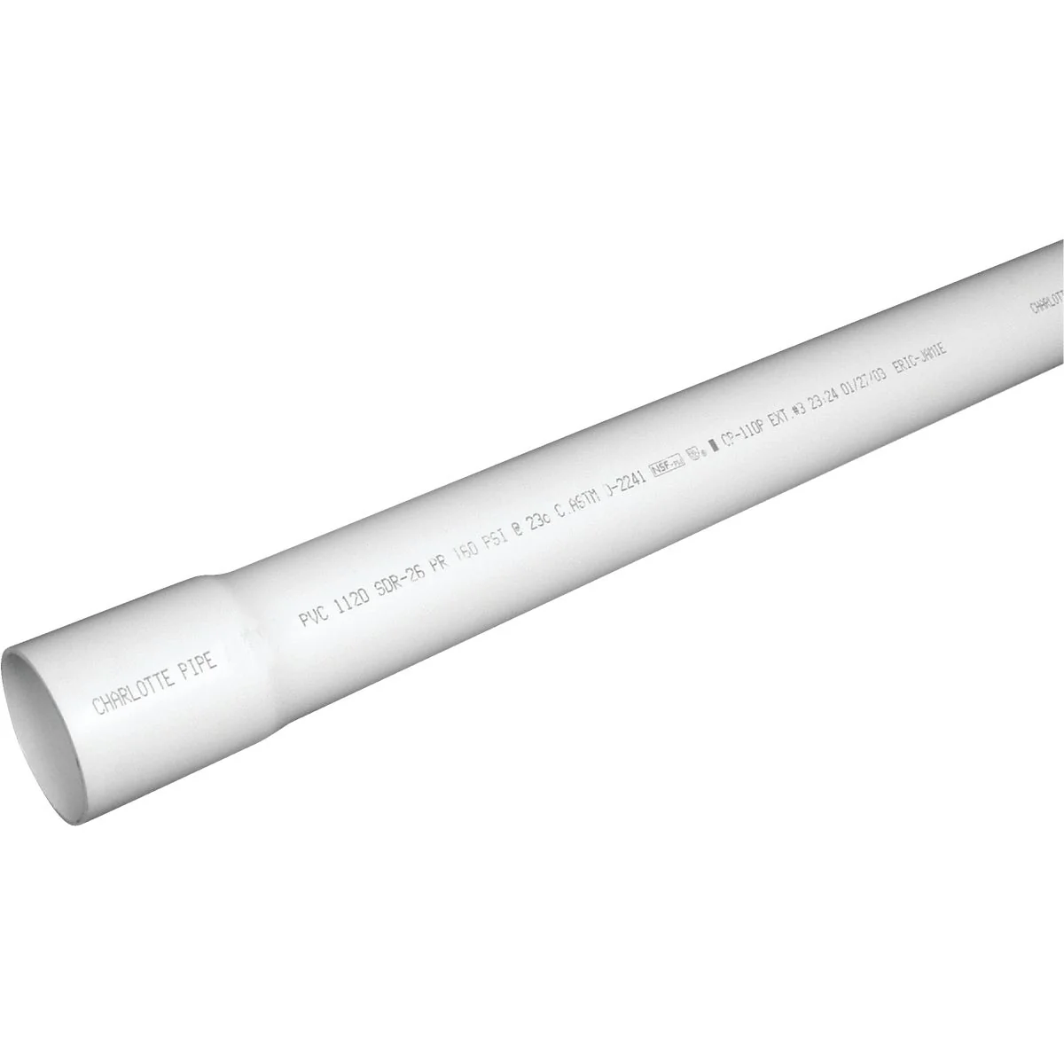 Elite Charlotte Pipe 1-1 4 In. x 20 Ft. Cold Water PVC Pressure Pipe SDR 26 Belled End Soft