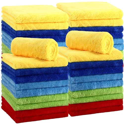 Smart 30 Pcs 16 x 16 Inch Edgeless Microfiber Plush Towels for Cars Detailing Drying Wash Polishing Absorbent Cleaning Cloths Elegant