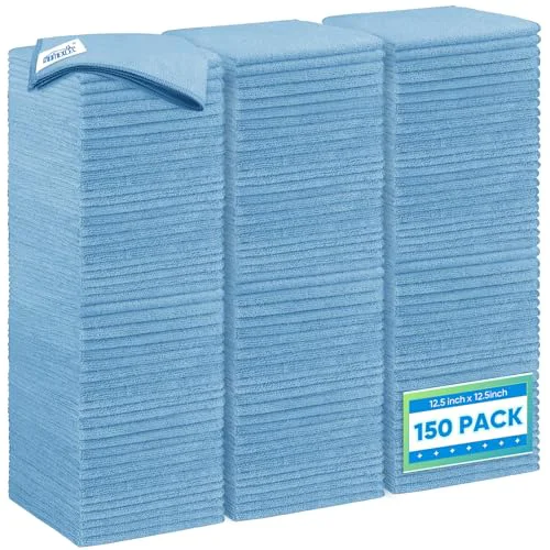 Minimalist Blue Microfiber Cleaning Cloth 150 Pack 150 Count Unique
