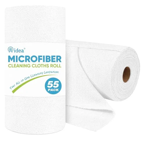 Prestigious White Microfiber Cleaning Cloth Roll 55 Count Verified