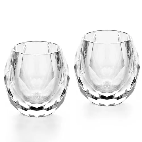 Relaxed Crystal Whiskey Glasses Set of 2 Handcrafted Old Fashioned Glasses 2 Count Breathable