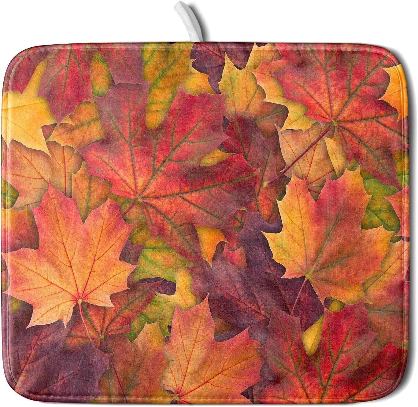 Exceptional Colorful Autumn Maple Leaves Dish Drying Mat for Kitchen Counter Fall Drying Mat 16 x 18 Inch with Absorbent Reversible Microfiber Dish Drying Pad Dish Rack Drainer Mat for Coffee Bar Elite
