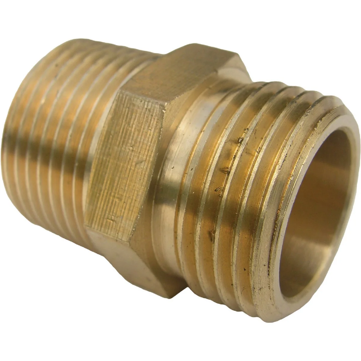 Green Lasco 3 4 In. MHT x 3 4 In. MPT x 1 2 In. FPT Brass Adapter Secure