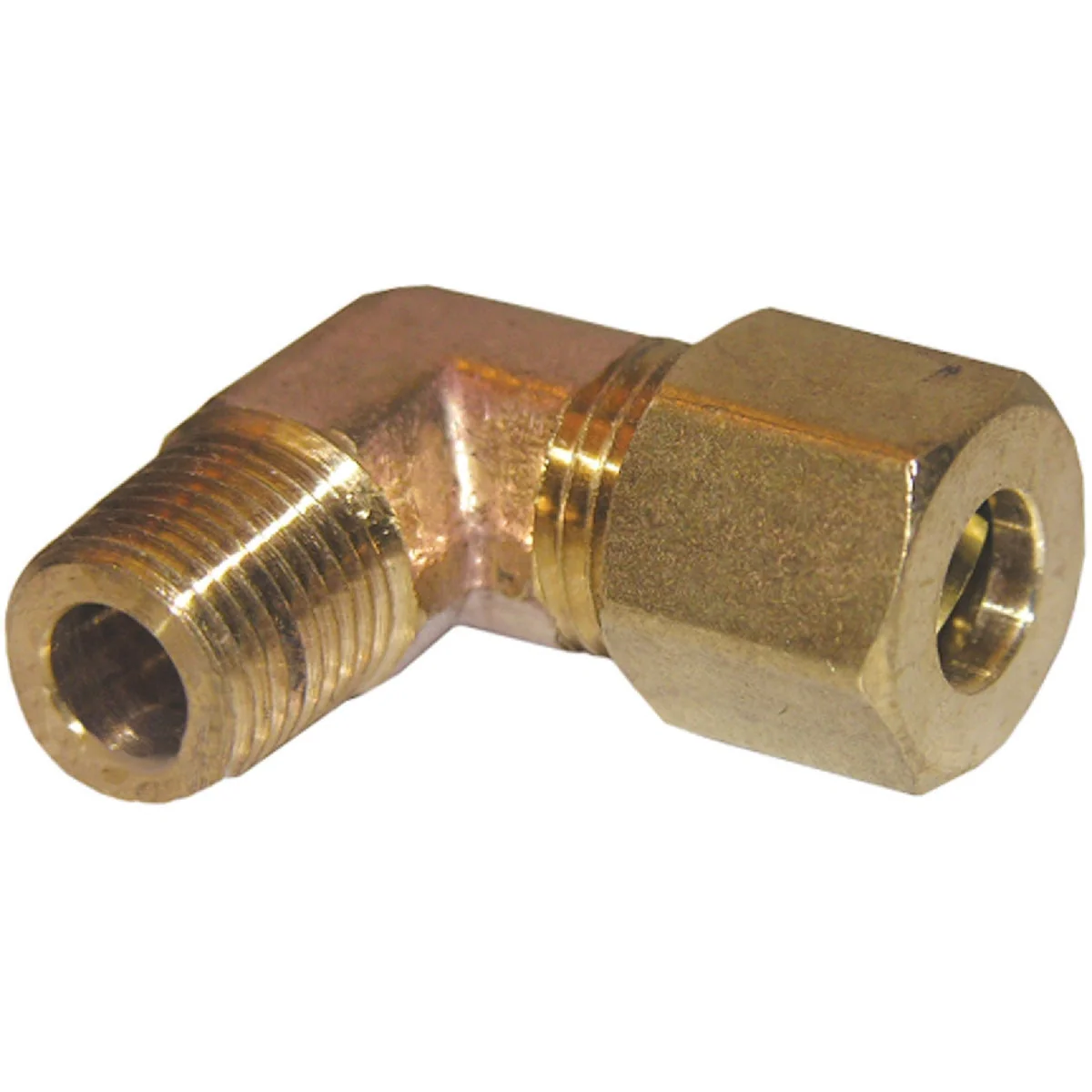 Original Design Lasco 1 4 In. C x 1 8 In. MPT 90 Deg. Compression Brass Elbow 1 4 Bend High-End