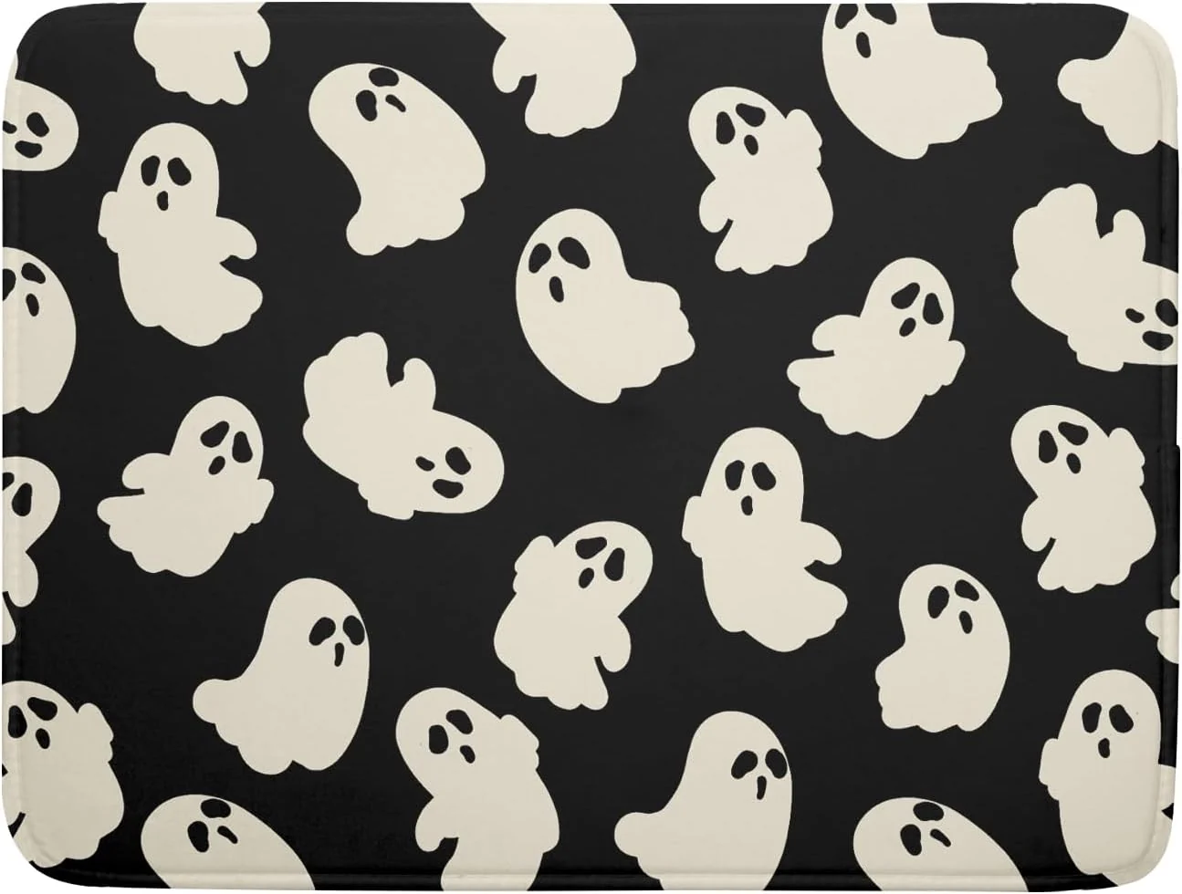 Next-Generation Halloween Ghost Dish Drying Mat 16X18 Inch Spooky Halloween Drying Mat for Kitchen Counter Black White Absorbent Microfiber Reversible Dishes Pad Dish Drainer Mat for Halloween Kitchen Accessories Elegant