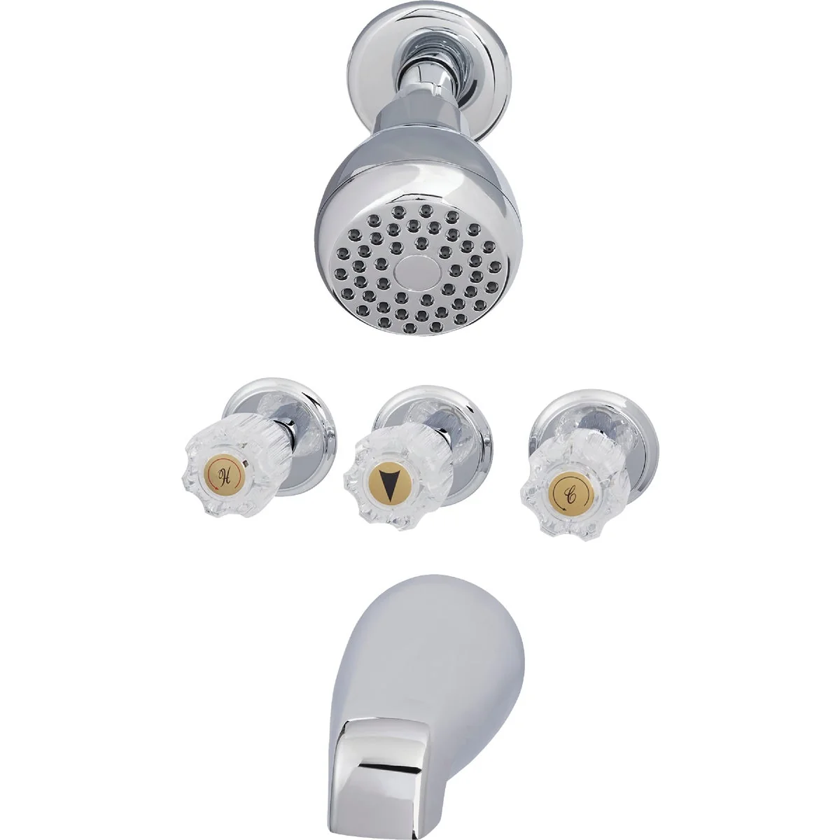User-Friendly Home Impressions Chrome 3-Handle Acrylic Knob Tub Shower Faucet High-Performance
