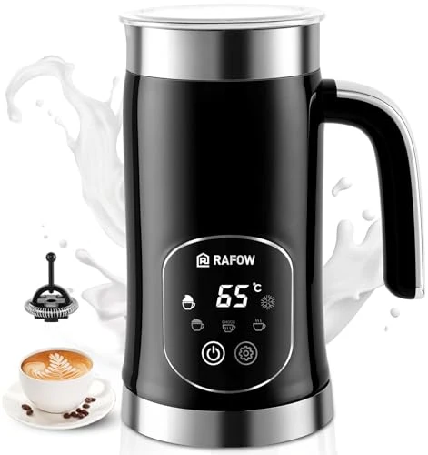 Modern 5-in-1 Milk Frother and Steamer – Upgraded Automatic Milk Steamer 11.8oz Hot Cold Foam Maker and Milk Warmer with LED Display Touch Screen Two Whisks for Latte Cappuccinos Silent Working-110V Clean