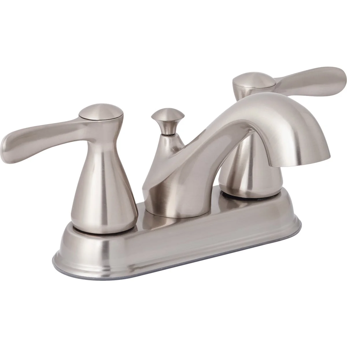 Organic Home Impressions Traditional Brushed Nickel 2-Handle Lever 4 In. Centerset Bathroom Faucet with Pop-Up Fast