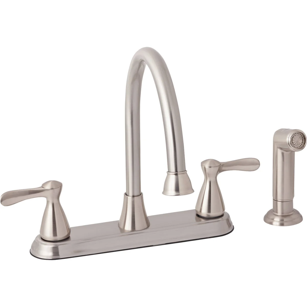 Smart Home Impressions Dual Handle Traditional Lever Kitchen Faucet Side Spray Brushed Nickel Soft