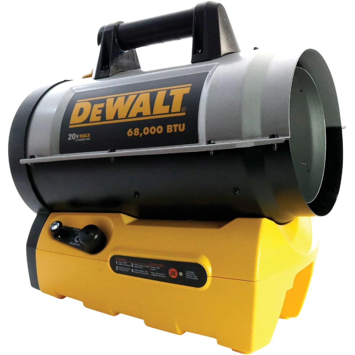 Long-Lasting DeWalt Cordless 20 Volt MAX Lithium-Ion 68 000 BTU Propane Forced Air Heater Bare Tool Classic
