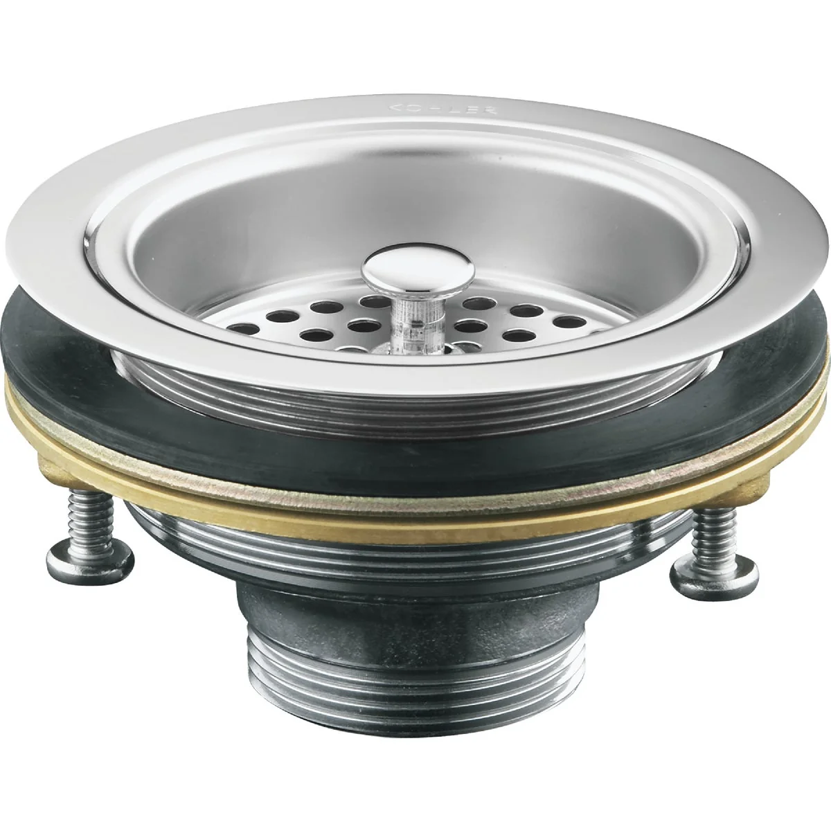 Efficient Kohler Duostrainer 3-1 2 In. to 4 In. Opening Basket Strainer Assembly in Polished Chrome Finish First-Class