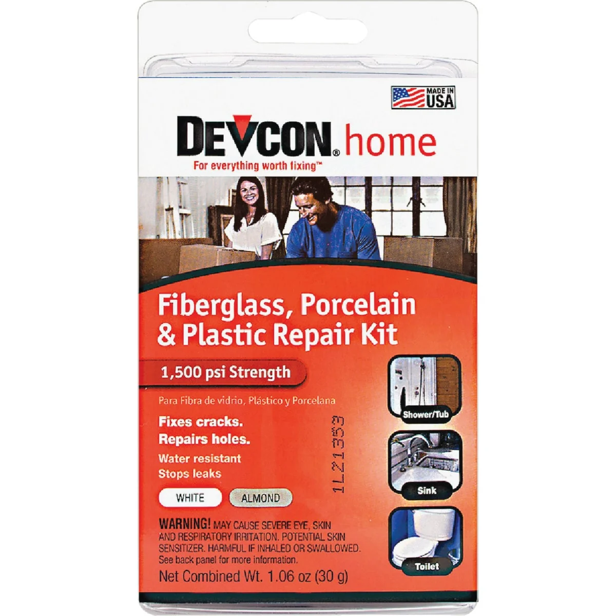 Verified Devcon 1.06 Oz. Fiberglass Porcelain Plastic Epoxy Repair Kit Green