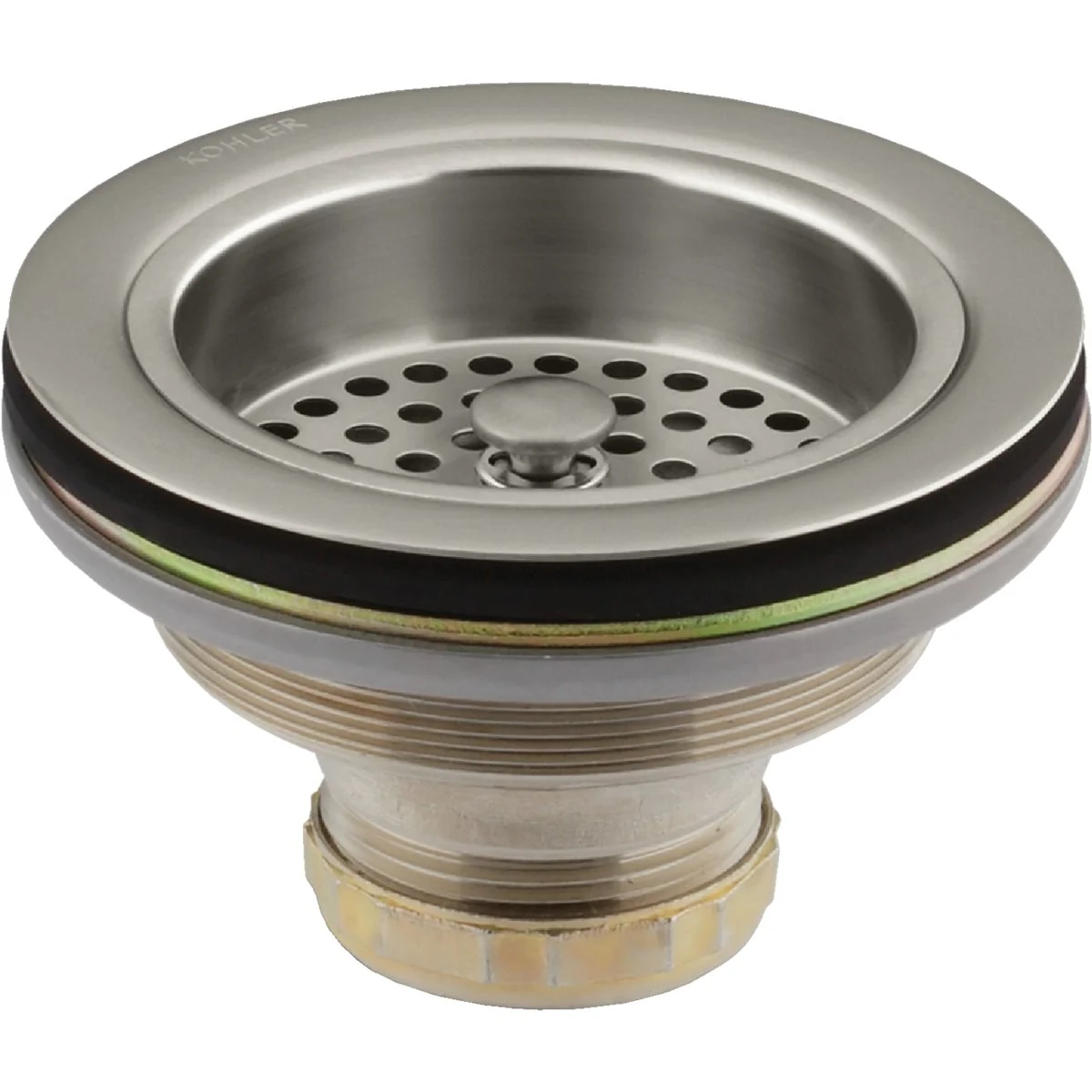 First-Class Kohler Duostrainer 3-1 2 In. to 4 In. Opening Basket Strainer Assembly in Vibrant Brushed Nickel Finish Versatile