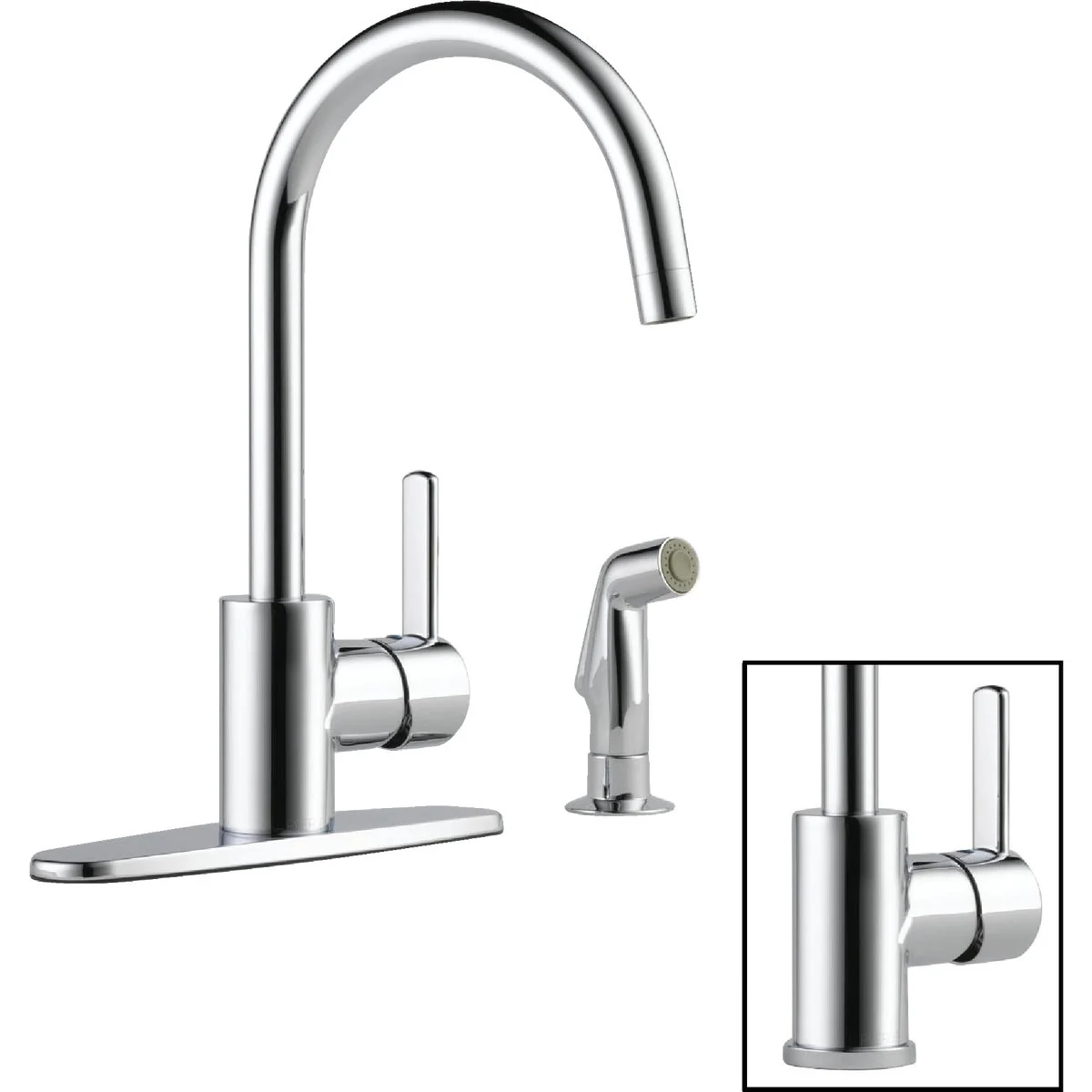 Artisan Peerless Apex Single Handle Lever Kitchen Faucet with Side Spray Chrome Crafted