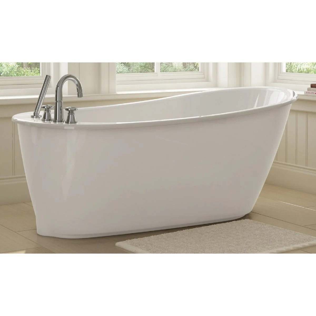 Exclusive Maax Sax 60 In. L. x 32 In. W. x 25 In. D End Drain Bathtub in White Traditional