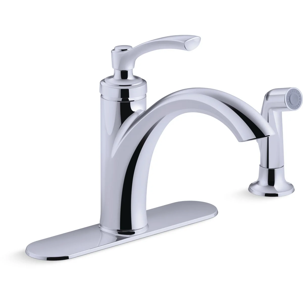 Natural Kohler Linwood Single Handle Lever Kitchen Faucet with Side Spray Chrome Casual