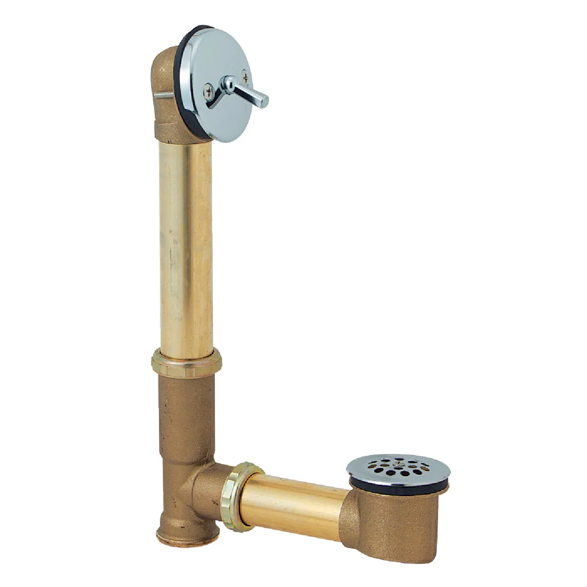 Elite Do it Rough Brass Trip Lever Bath Drain with Polished Chrome Trim Functional