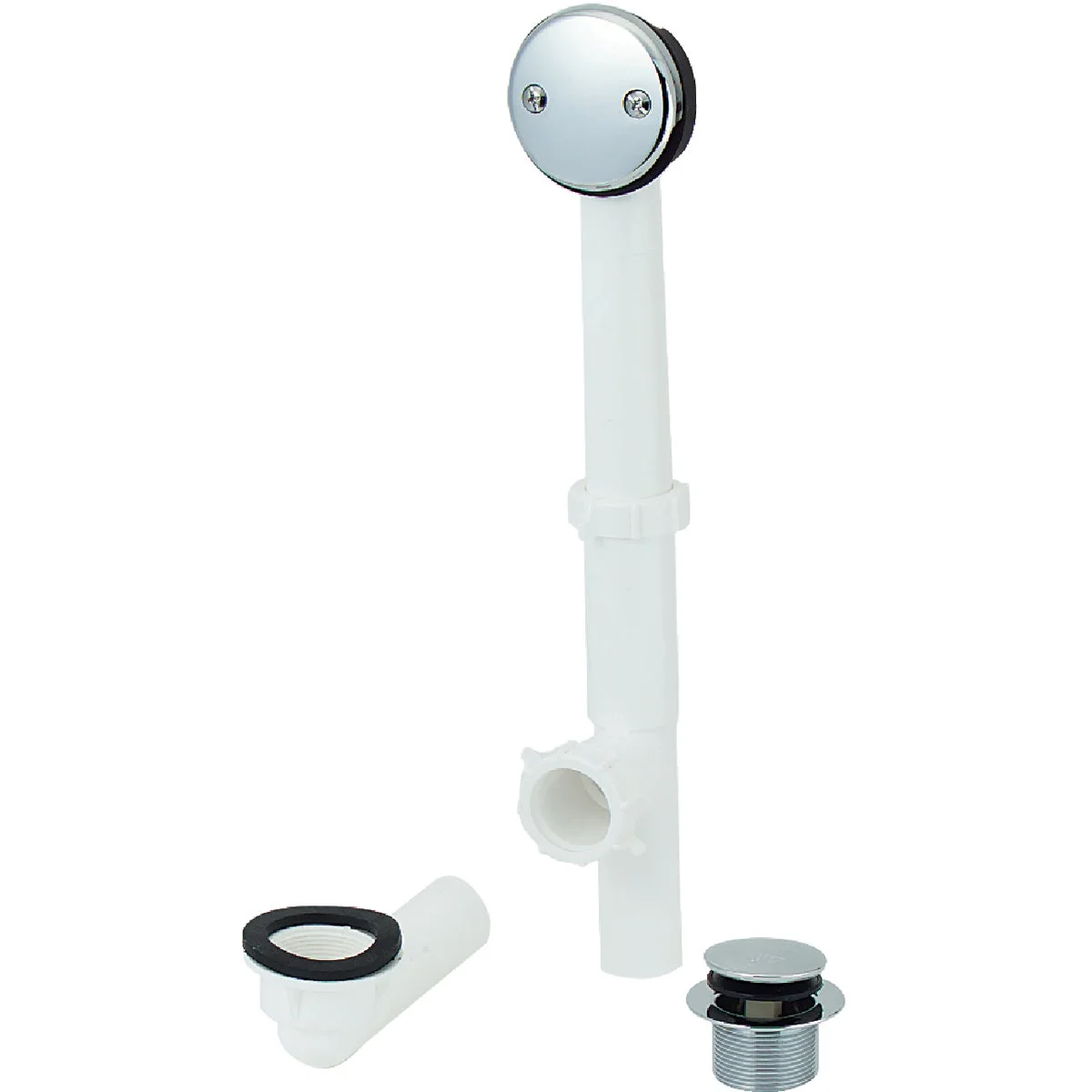 Fashionable Do it Foot Lok Stop Plastic Bath Drain with Polished Chrome Trim Optimized