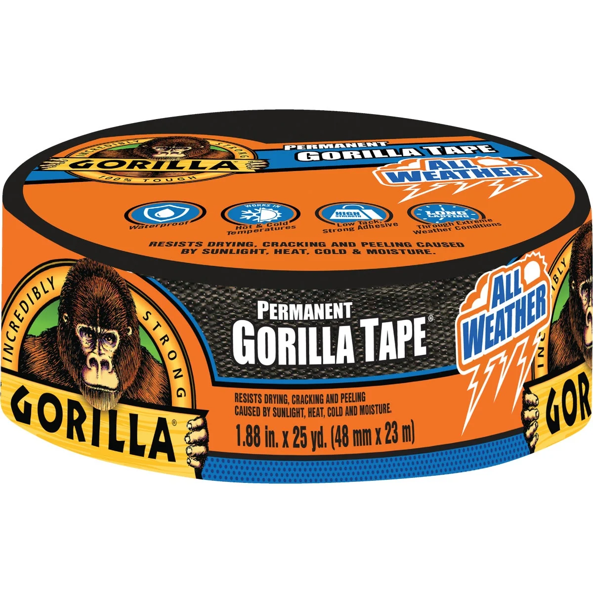 Elegant Gorilla 1.88 In. x 25 Yd. All Weather Repair Tape Black Long-Lasting