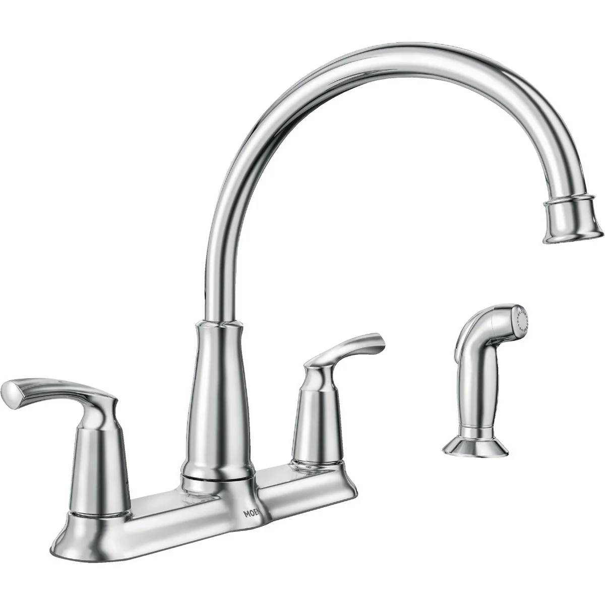 Dependable Moen Bexley Dual Handle Lever Kitchen Faucet with Side Spray Chrome Optimized