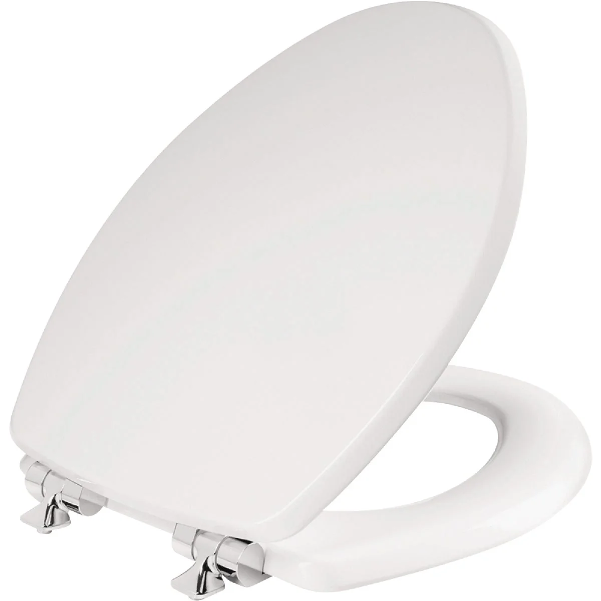 Breathable Mayfair Benton Elongated White Enameled Wood Toilet Seat with Slow Close Chrome Metal Hinge Clean