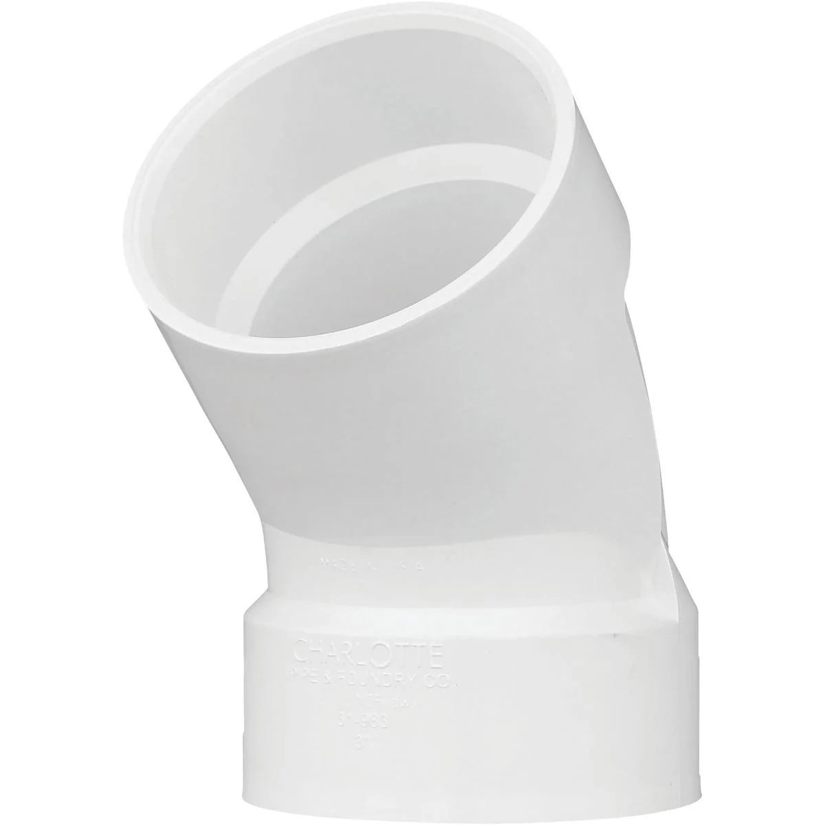 Soft Charlotte Pipe 3 In. Schedule 40 45 Deg. Short Radius DWV PVC Elbow 1 8 Bend Practical
