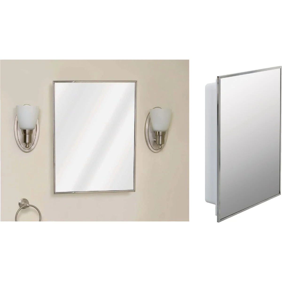 First-Class Zenith Stainless Steel 16-1 8 In. W x 20-1 8 In. H x 3-1 4 In. D Single Mirror Surface Recess Mount Medicine Cabinet Excellent