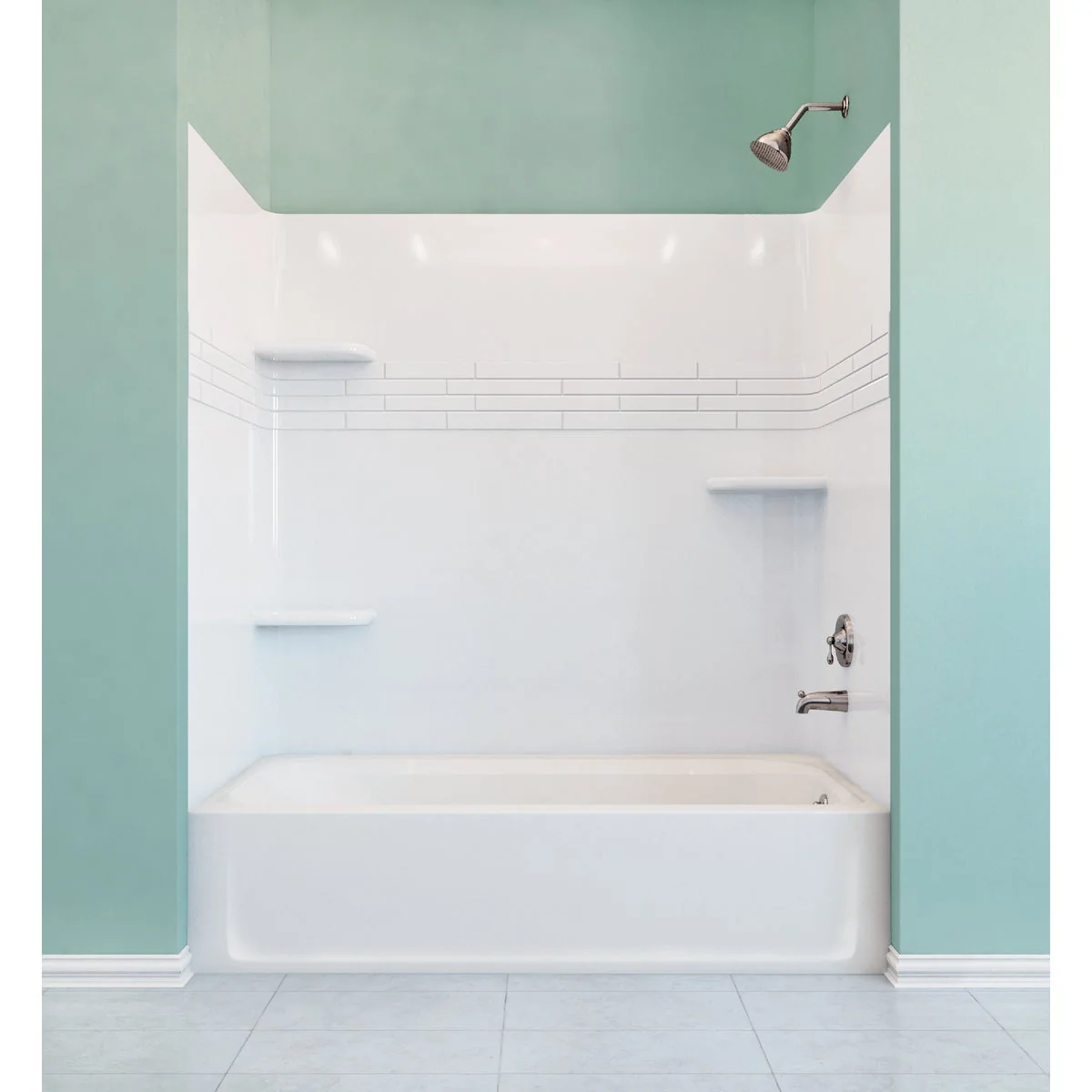 Breathable Mustee Topaz 3-Piece 60 In. L. x 32 In. D. Bathtub Tub Wall Kit in White User-Friendly
