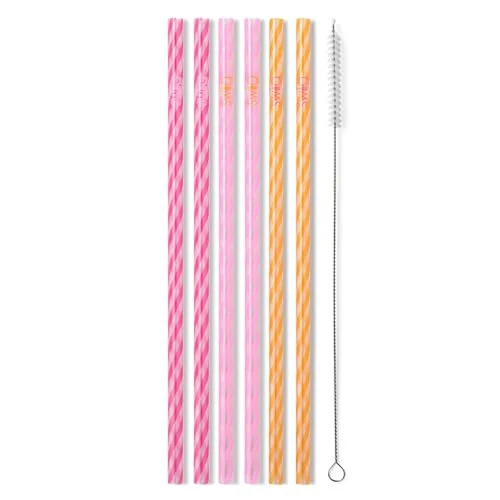 Expertly Made Reusable Straw Set with Cleaning Brush 6 Count Proven