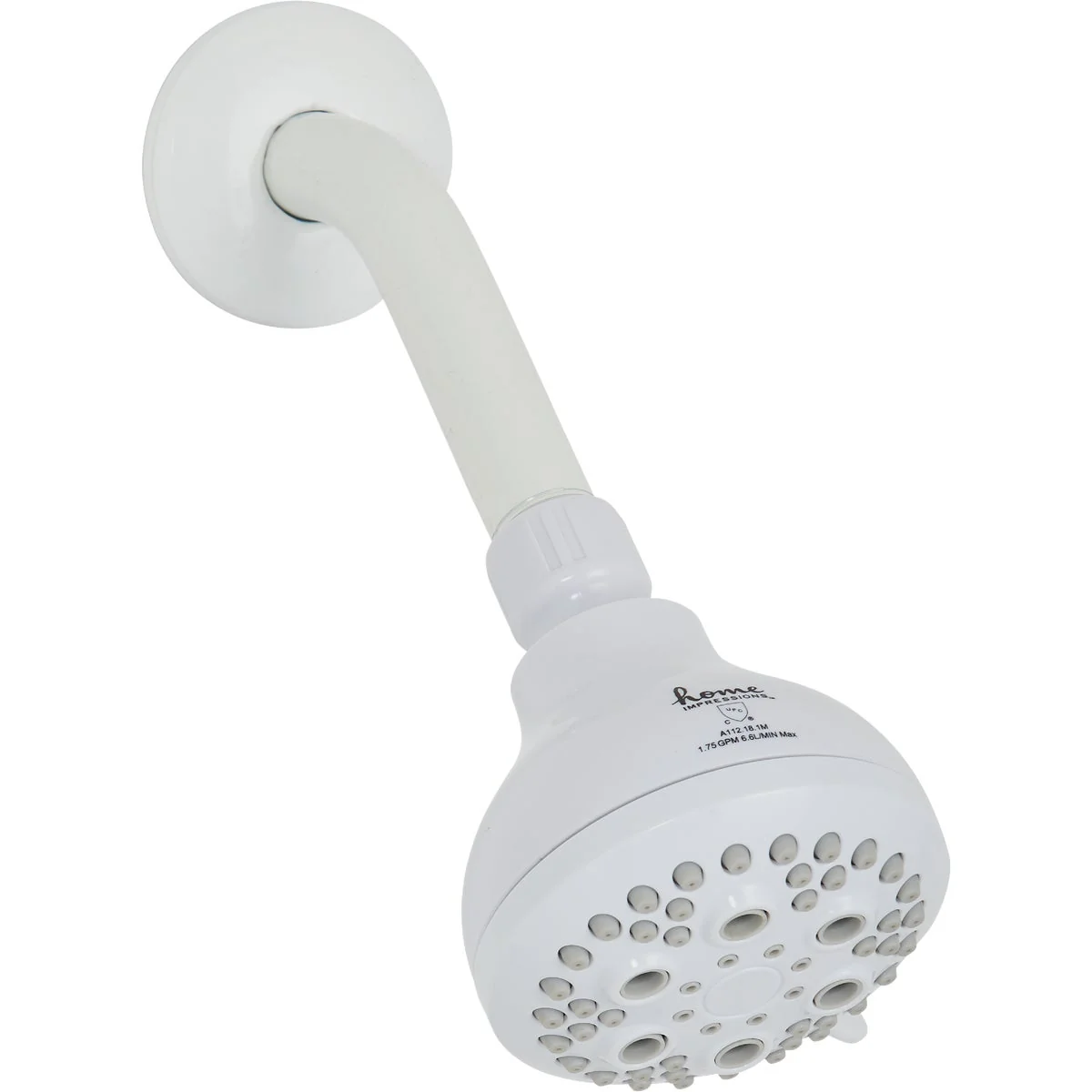 Optimized Home Impressions 5-Spray 1.8 GPM Fixed Showerhead White High-End