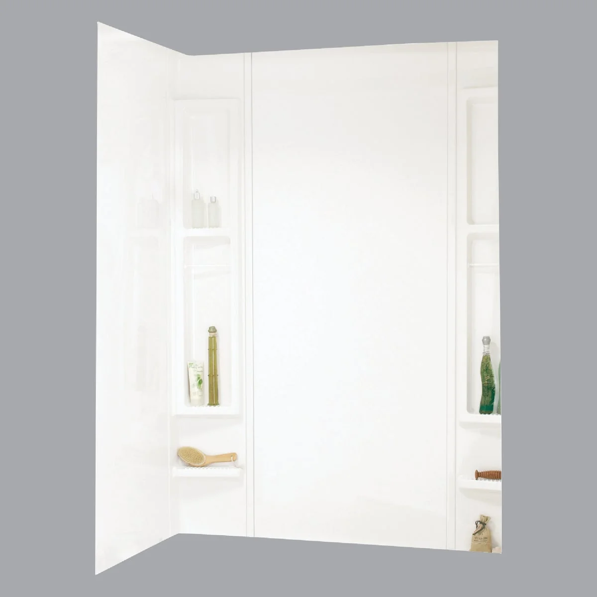 Effective Maax Finesse 5-Piece 80 In. H x 34 In. D Tub Wall Kit in White Flexible
