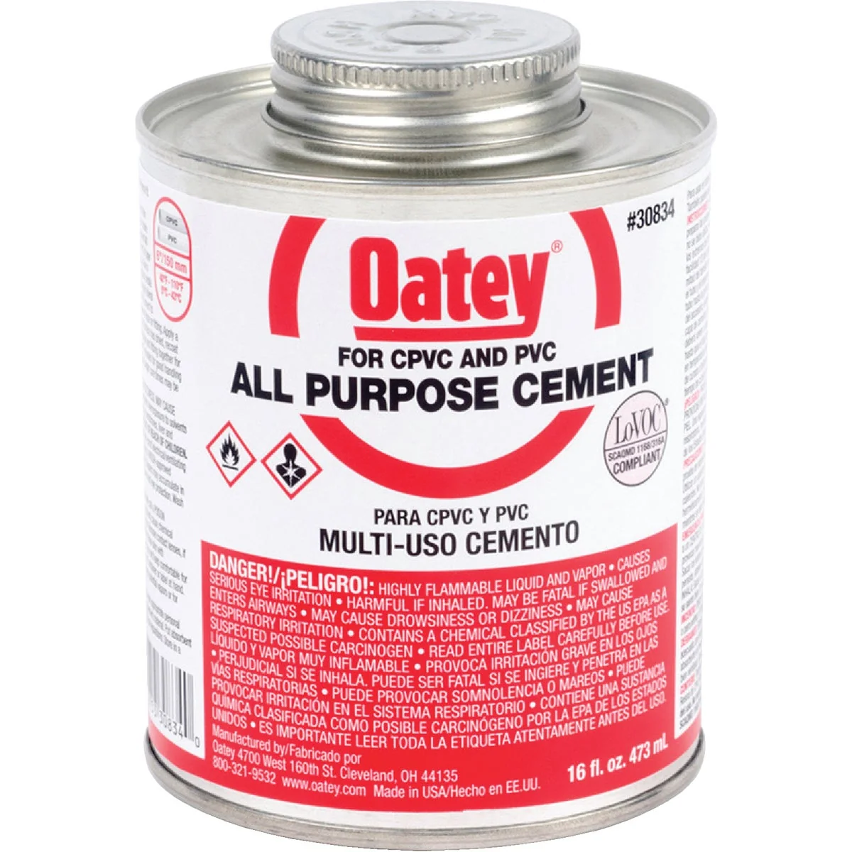 Official Oatey 16 Oz. Heavy Bodied Clear Multi Purpose Cement CPVC and PVC Safe