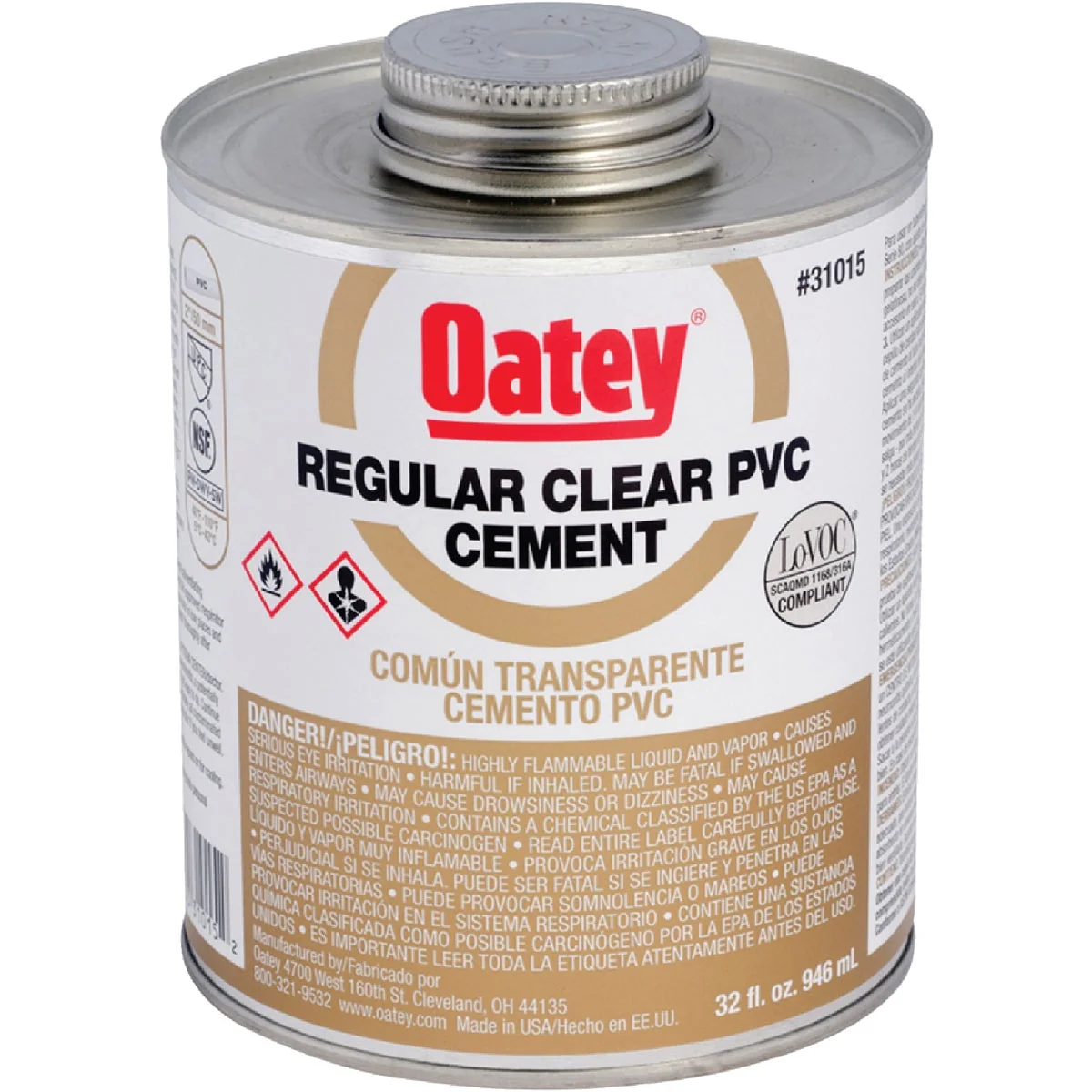 Innovative Oatey 32 Oz. Regular Bodied Clear PVC Cement Original Design