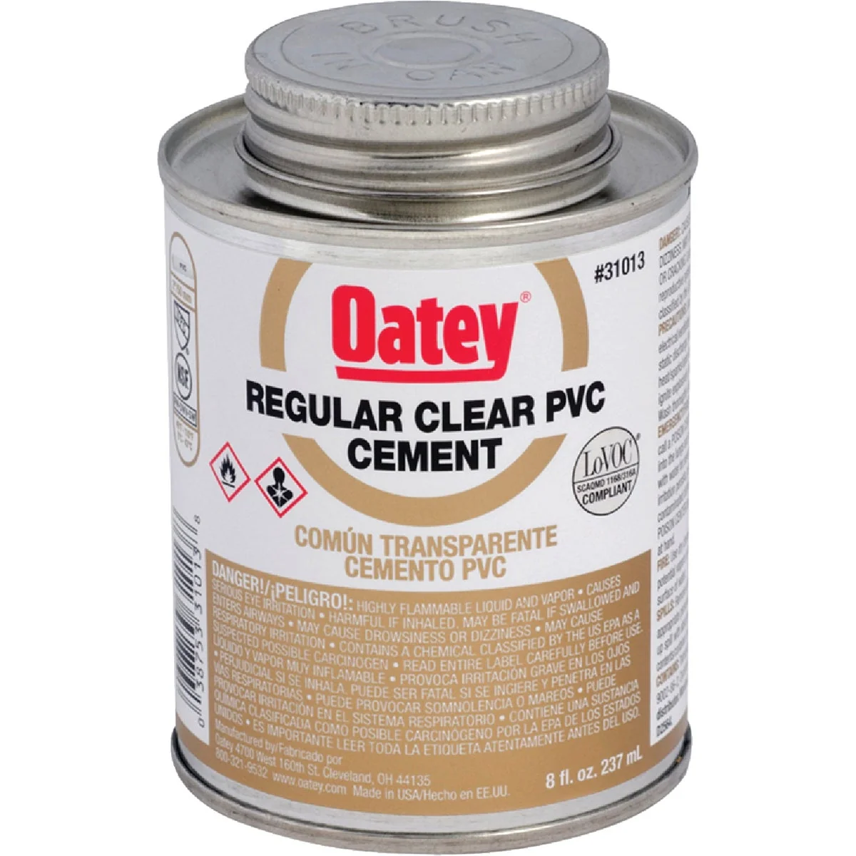 Smooth Oatey 8 Oz. Regular Bodied Clear PVC Cement User-Friendly