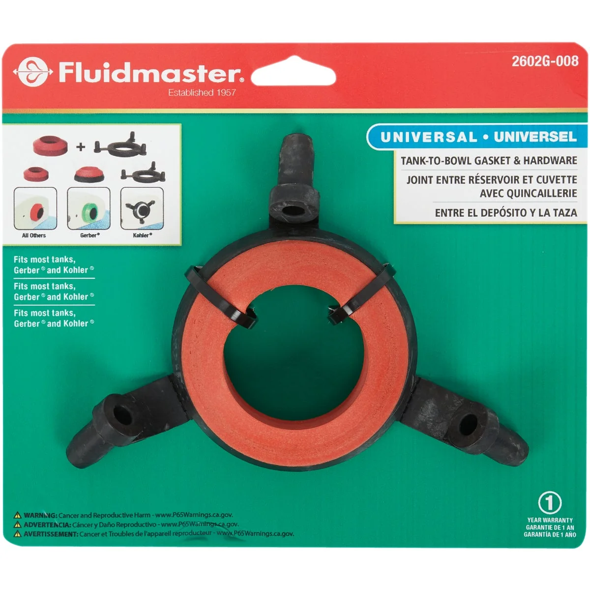 Recyclable Fluidmaster Universal Tank to Bowl Gasket Practical