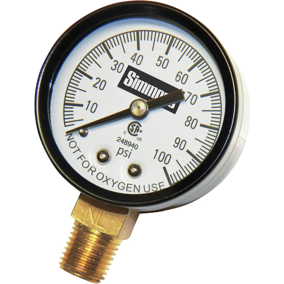 Professional Simmons 1 4 In. MPT Fitting 100 psi Pressure Gauge Clean
