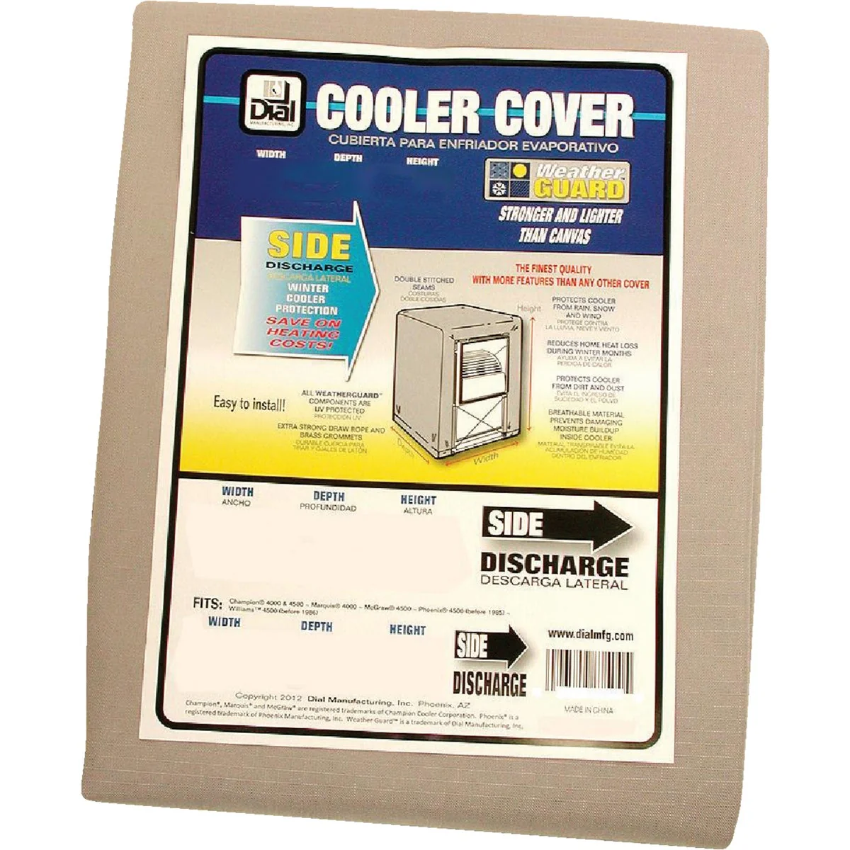 World-Class Dial 37 In. W x 37 In. D x 45 In. H Polyester Evaporative Cooler Cover Side Discharge Breathable