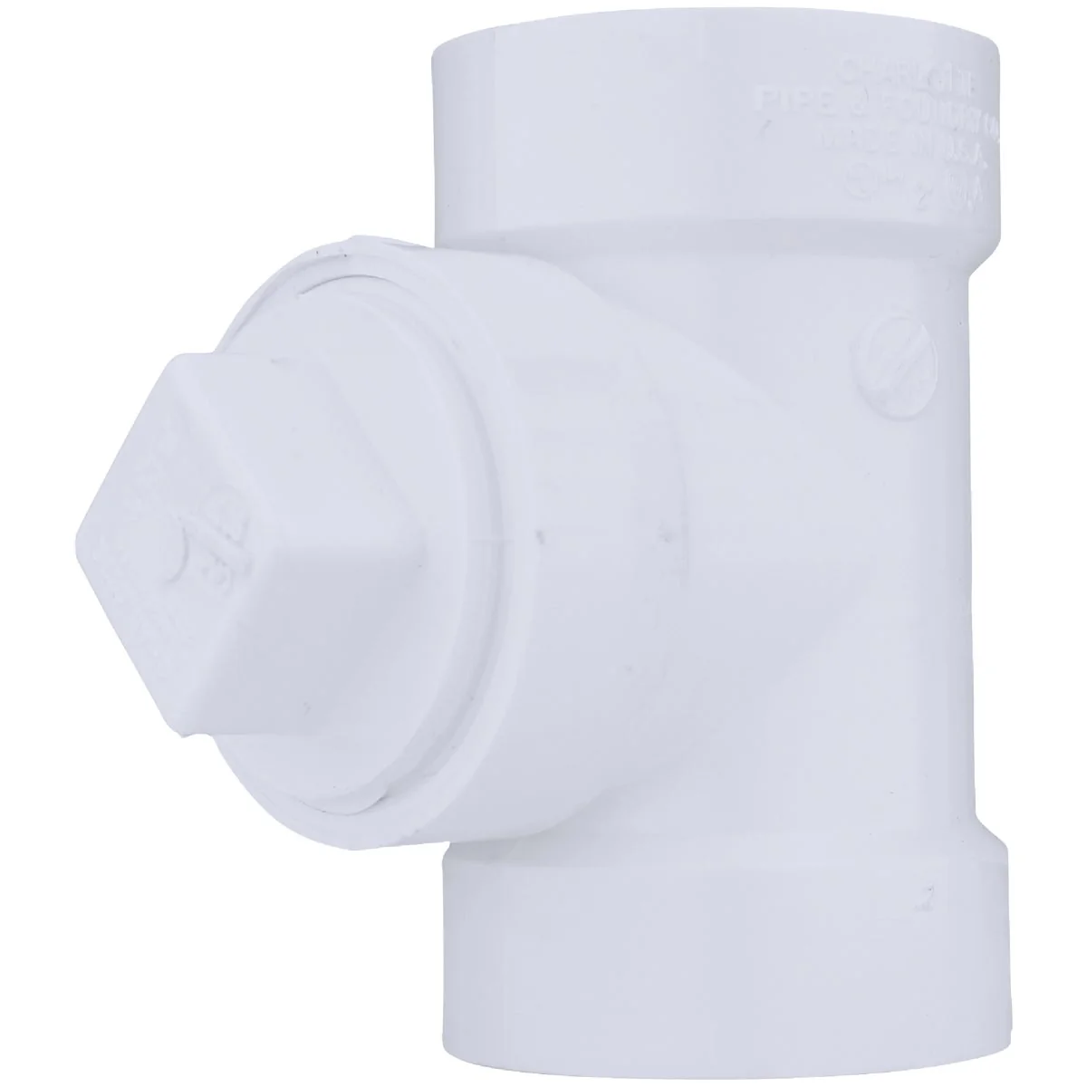 Fine Charlotte Pipe 2 In. Test PVC Tee with Hex Plug Lightweight